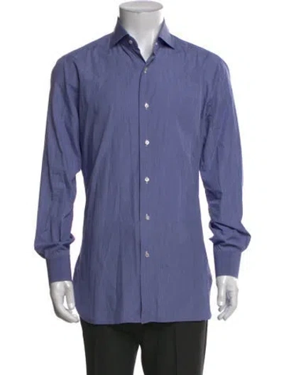 Pre-owned Isaia Long Sleeve Dress Shirt In Blue