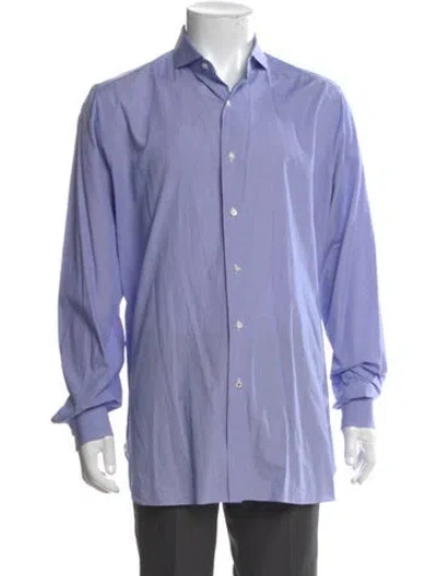 Pre-owned Isaia Long Sleeve Dress Shirt In Blue