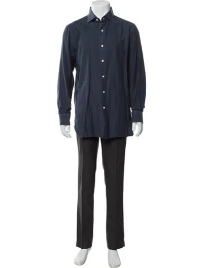 Pre-owned Isaia Long Sleeve Dress Shirt In Blue