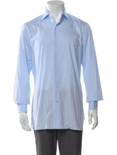 Pre-owned Isaia Long Sleeve Dress Shirt In Blue