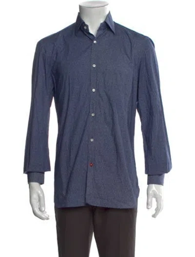 Pre-owned Isaia Long Sleeve Dress Shirt In Blue
