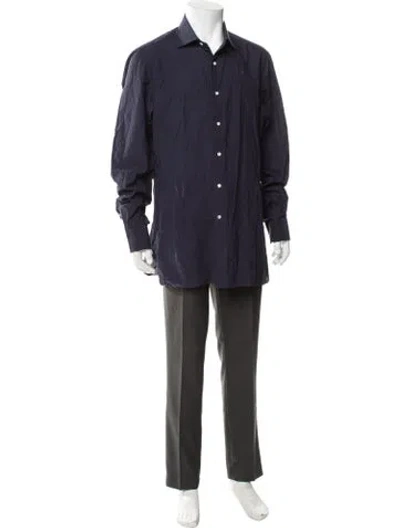 Pre-owned Isaia Long Sleeve Dress Shirt In Blue