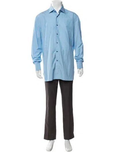 Pre-owned Isaia Long Sleeve Dress Shirt In Blue