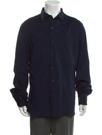 Pre-owned Isaia Long Sleeve Dress Shirt In Blue