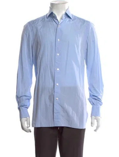 Pre-owned Isaia Long Sleeve Dress Shirt In Blue