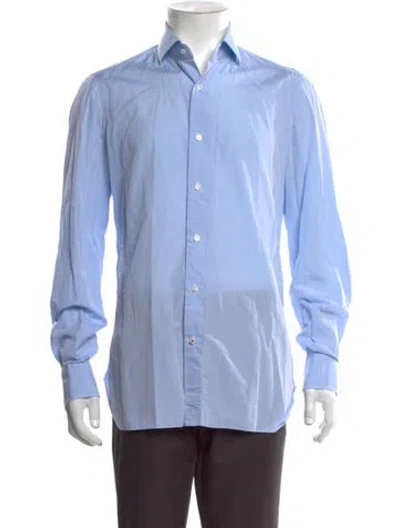 Pre-owned Isaia Long Sleeve Dress Shirt In Blue