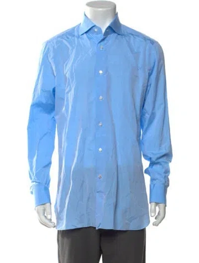 Pre-owned Isaia Long Sleeve Dress Shirt In Blue