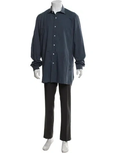 Pre-owned Isaia Long Sleeve Dress Shirt In Blue