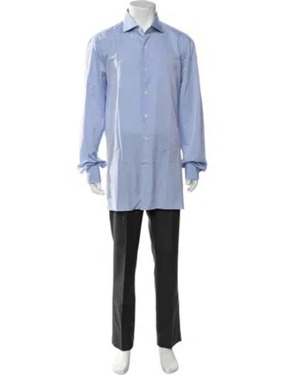 Pre-owned Isaia Long Sleeve Dress Shirt In Blue