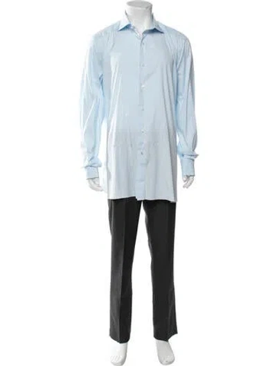 Pre-owned Isaia Long Sleeve Dress Shirt In Blue
