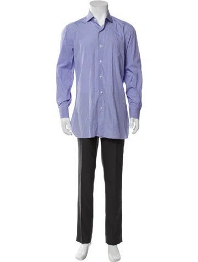 Pre-owned Isaia Long Sleeve Dress Shirt In Blue