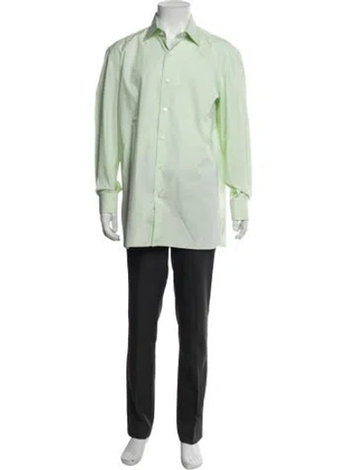Pre-owned Isaia Long Sleeve Dress Shirt In Green