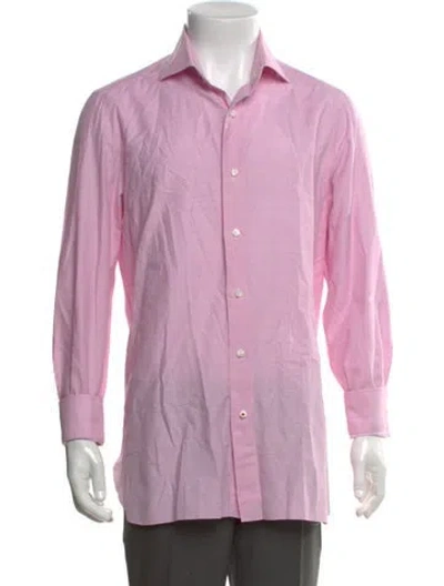 Pre-owned Isaia Long Sleeve Dress Shirt In Pink