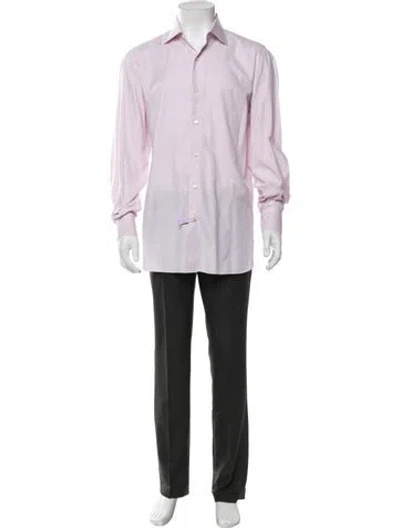 Pre-owned Isaia Long Sleeve Dress Shirt In Pink