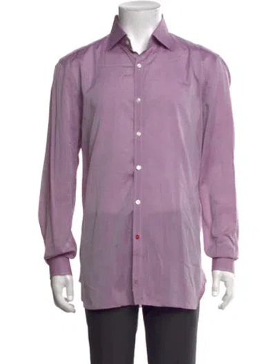 Pre-owned Isaia Long Sleeve Dress Shirt In Purple