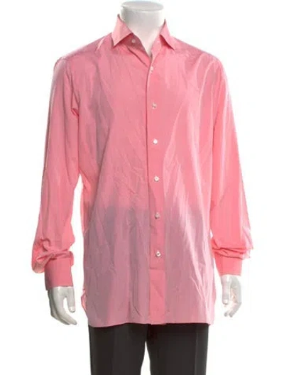 Pre-owned Isaia Long Sleeve Dress Shirt In Red