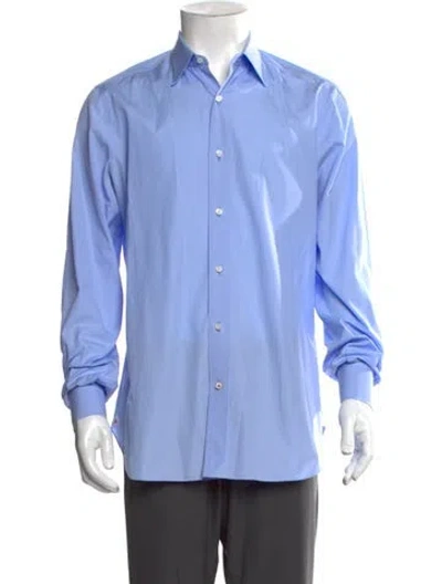 Pre-owned Isaia Long Sleeve Dress Shirt W/ Tags In Blue