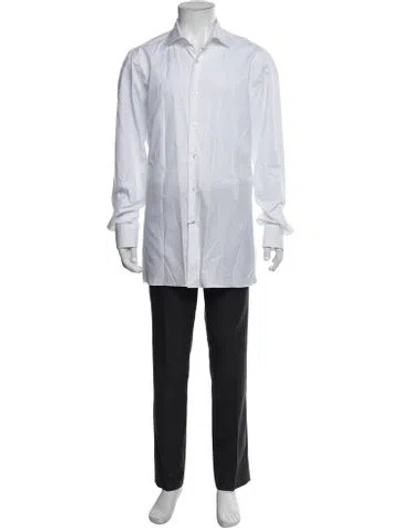 Pre-owned Isaia Long Sleeve Dress Shirt W/ Tags In White