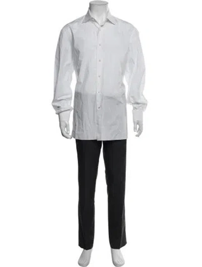 Pre-owned Isaia Long Sleeve Dress Shirt In White