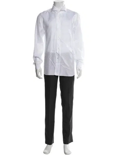 Pre-owned Isaia Long Sleeve Dress Shirt In White