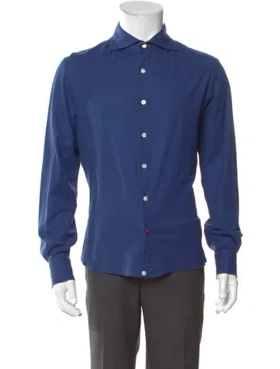 Pre-owned Isaia Long Sleeve Shirt In Blue