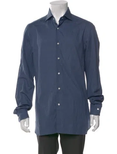 Pre-owned Isaia Long Sleeve Shirt In Blue