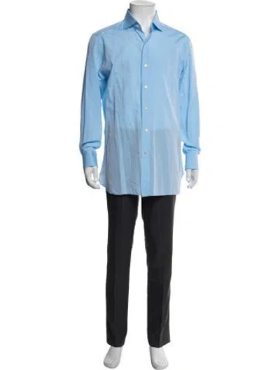 Pre-owned Isaia Long Sleeve Shirt In Blue