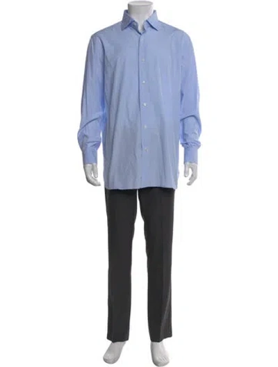 Pre-owned Isaia Long Sleeve Shirt In Blue