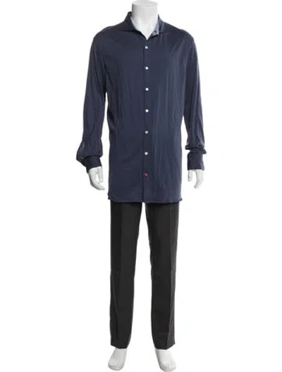 Pre-owned Isaia Long Sleeve Shirt In Blue