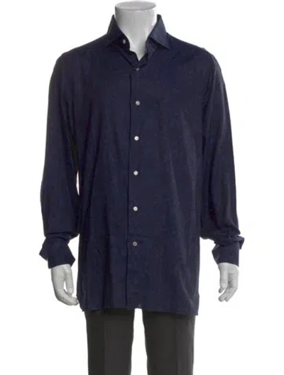 Pre-owned Isaia Long Sleeve Shirt In Blue