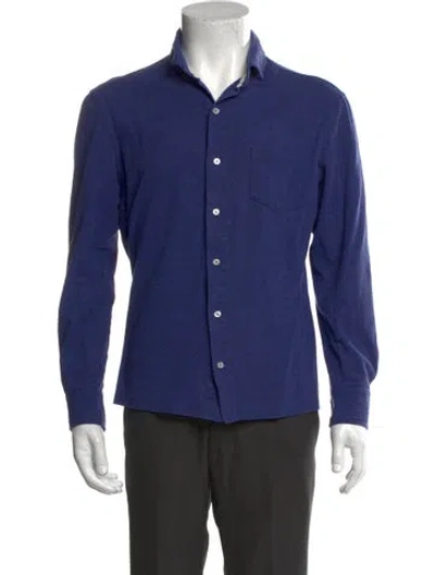 Pre-owned Isaia Long Sleeve Shirt In Blue