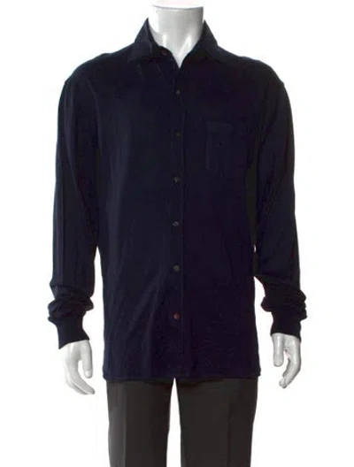 Pre-owned Isaia Long Sleeve Shirt In Blue