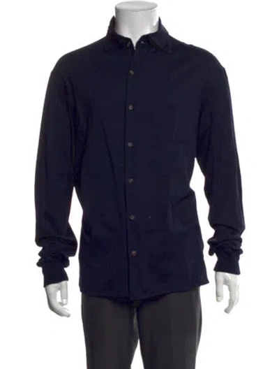 Pre-owned Isaia Long Sleeve Shirt In Blue