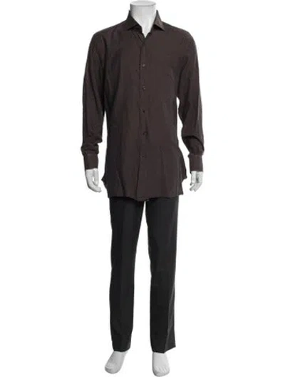Pre-owned Isaia Long Sleeve Shirt In Brown