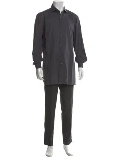 Pre-owned Isaia Long Sleeve Shirt In Gray