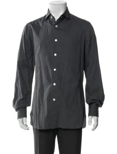 Pre-owned Isaia Long Sleeve Shirt In Green