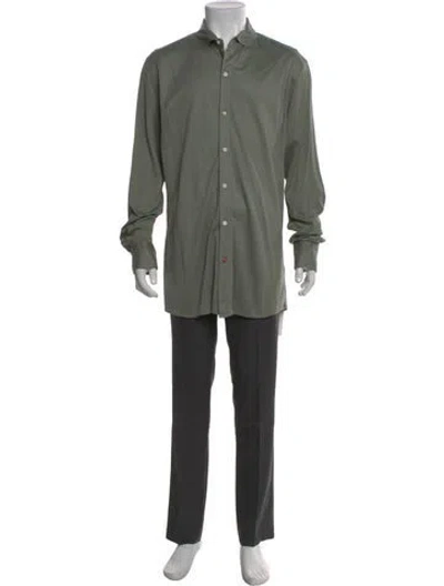 Pre-owned Isaia Long Sleeve Shirt In Green