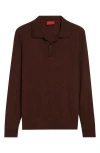 Isaia Long Sleeve Wool, Silk & Cashmere Polo Sweater In Brown