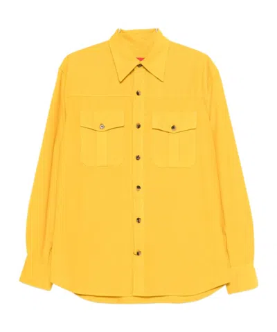 Isaia Long-sleeved Shirt In Yellow
