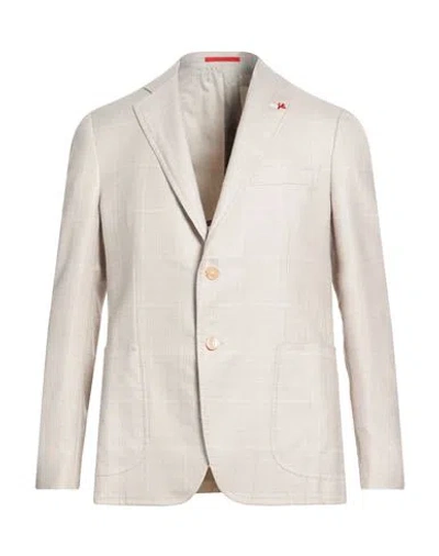 Isaia Man Blazer Beige Size 48 Cashmere, Silk, Linen In Neutral