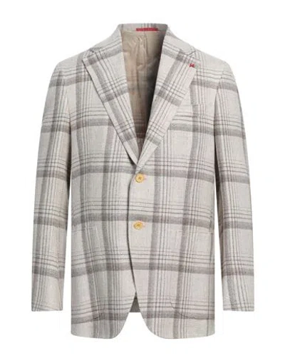 Isaia Man Blazer Beige Size 48 Silk, Wool, Linen