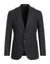 Isaia Man Blazer Black Size 44 Wool In Black