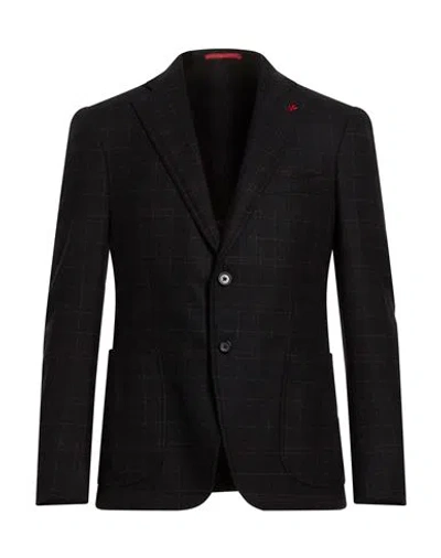 Isaia Man Blazer Black Size 44 Wool