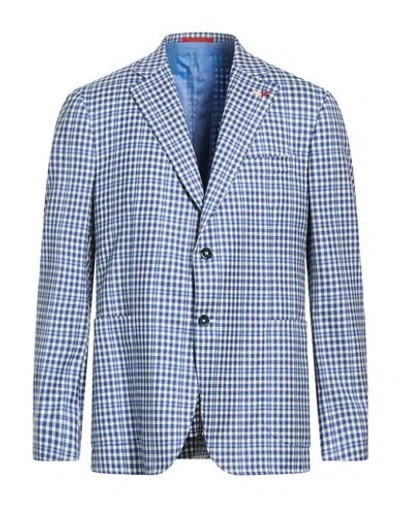 Isaia Man Blazer Blue Size 44 Wool