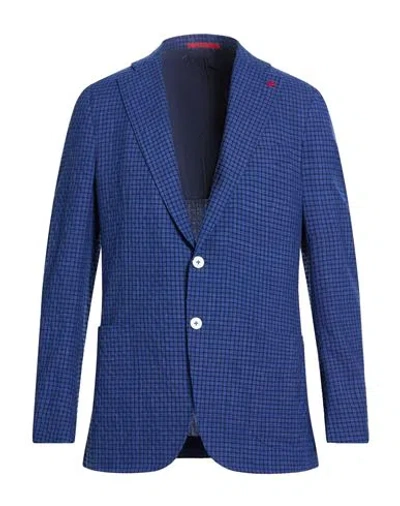 Isaia Man Blazer Blue Size 44 Wool, Silk, Linen, Elastane