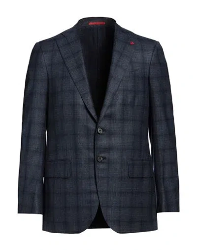 Isaia Man Blazer Blue Size 46 Wool