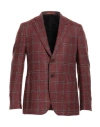 Isaia Man Blazer Brick Size 42 Wool, Silk In Red