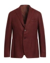 Isaia Man Blazer Brick Size 44 Wool, Silk In Burgundy