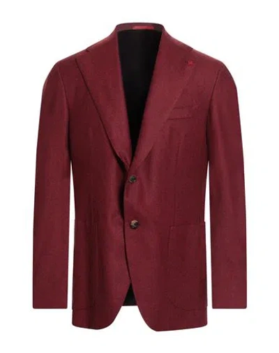 Isaia Man Blazer Brick Size 46 Wool, Cashmere