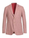 Isaia Man Blazer Brick Size 46 Wool, Elastane In Pink